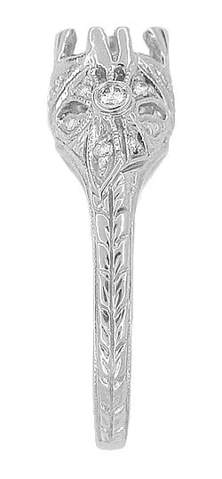 Antique Style Edwardian Filigree 34 Carat Engagement Ring Mounting in White Gold for a 6mm Round Stone Antique Jewelry Mall Rings Antique Style Edwardian Filigree 34 Carat Engagement Ring Mounting in White Gold for a 6mm Round Stone Antique Jewelry Mall Rings