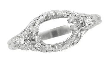 Antique Style Edwardian Filigree 34 Carat Engagement Ring Mounting in White Gold for a 6mm Round Stone Antique Jewelry Mall Rings Antique Style Edwardian Filigree 34 Carat Engagement Ring Mounting in White Gold for a 6mm Round Stone Antique Jewelry Mall Rings