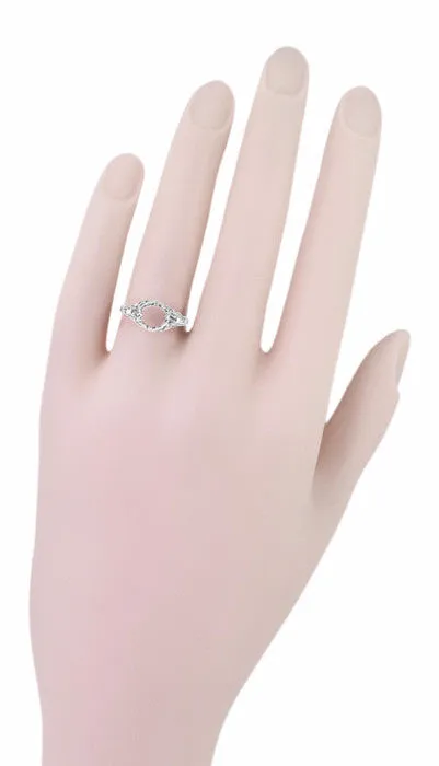 Antique Style Edwardian Filigree 34 Carat Engagement Ring Mounting in White Gold for a 6mm Round Stone Antique Jewelry Mall Rings Antique Style Edwardian Filigree 34 Carat Engagement Ring Mounting in White Gold for a 6mm Round Stone Antique Jewelry Mall Rings