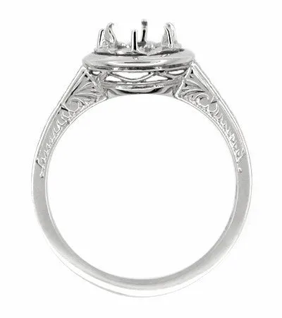 Art Deco 12 Carat Platinum Halo Illusion Engagement Ring Setting Antique Jewelry Mall Rings Art Deco 12 Carat Platinum Halo Illusion Engagement Ring Setting Antique Jewelry Mall Rings
