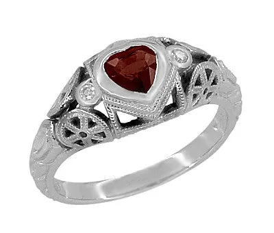 Art Deco Filigree Heart Shaped Almandine Garnet Promise Ring in Sterling Silver Antique Jewelry Mall Rings Art Deco Filigree Heart Shaped Almandine Garnet Promise Ring in Sterling Silver Antique Jewelry Mall Rings