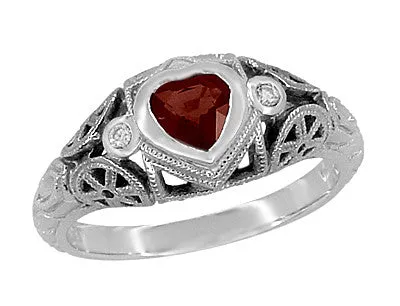 Art Deco Filigree Heart Shaped Almandine Garnet Promise Ring in Sterling Silver Antique Jewelry Mall Rings Art Deco Filigree Heart Shaped Almandine Garnet Promise Ring in Sterling Silver Antique Jewelry Mall Rings