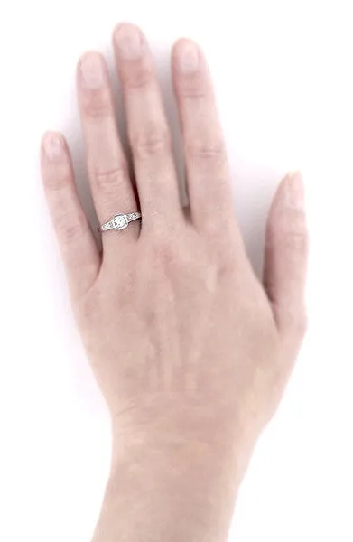 Art Deco Filigree White Sapphire Engagement Ring in White Gold 14 or 18 Karat Antique Jewelry Mall Rings Art Deco Filigree White Sapphire Engagement Ring in White Gold 14 or 18 Karat Antique Jewelry Mall Rings