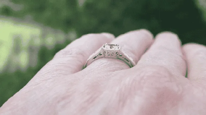 Art Deco Filigree White Sapphire Engagement Ring in White Gold 14 or 18 Karat Antique Jewelry Mall Rings Art Deco Filigree White Sapphire Engagement Ring in White Gold 14 or 18 Karat Antique Jewelry Mall Rings
