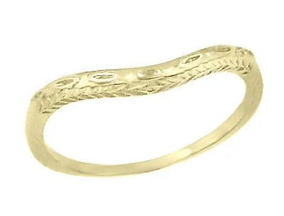 Art Deco Olive Leaves and Wheat Engraved Curved Wedding Band in 18 Karat Yellow Gold Antique Jewelry Mall Rings Art Deco Olive Leaves and Wheat Engraved Curved Wedding Band in 18 Karat Yellow Gold Antique Jewelry Mall Rings