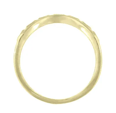 Art Deco Olive Leaves and Wheat Engraved Curved Wedding Band in 18 Karat Yellow Gold Antique Jewelry Mall Rings Art Deco Olive Leaves and Wheat Engraved Curved Wedding Band in 18 Karat Yellow Gold Antique Jewelry Mall Rings