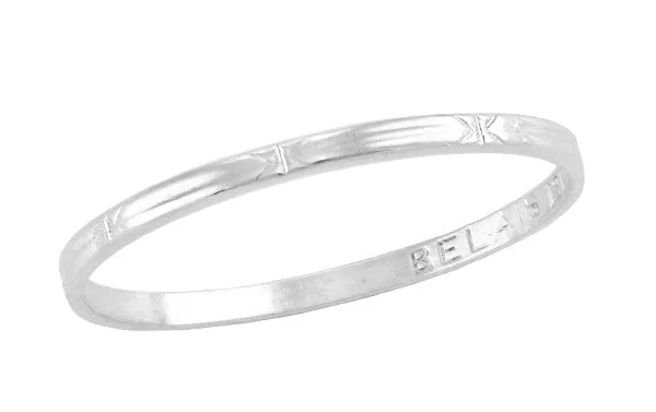 Art Deco Stars and Bars Vintage Belais Wedding Band in 18 Karat White Gold Antique Jewelry Mall Rings Art Deco Stars and Bars Vintage Belais Wedding Band in 18 Karat White Gold Antique Jewelry Mall Rings