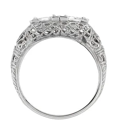 Art Deco White Topaz Two Stone Filigree Ring in Sterling Silver Antique Jewelry Mall Rings Art Deco White Topaz Two Stone Filigree Ring in Sterling Silver Antique Jewelry Mall Rings