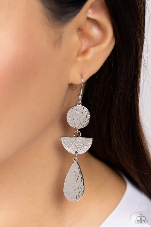 Artisanal Allure Silver Hammered Halfmoon Earrings Paparazzi Paparazzi Accessories Earrings