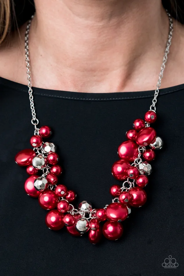 Battle of the Bombshells Paparazzi Red And Silver Pearl Clusters Necklace Paparazzi Accessories Necklaces Battle of the Bombshells Paparazzi Red And Silver Pearl Clusters Necklace Paparazzi Accessories Necklaces