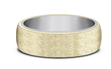 Benchmark Rings Benchmark 65mm 14k Yellow Gold and Grey Tantalum Comfort Fit Wedding Band with Swirl Finish