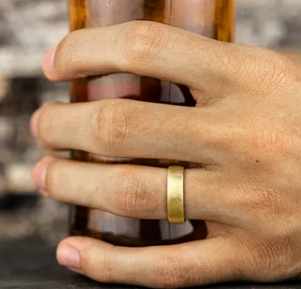 Benchmark Rings Benchmark 65mm 14k Yellow Gold and Grey Tantalum Comfort Fit Wedding Band with Swirl Finish
