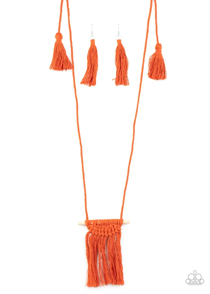 Between You and MACRAME Orange Cording Wooden Necklace Paparazzi Paparazzi Accessories Necklaces Between You and MACRAME Orange Cording Wooden Necklace Paparazzi Paparazzi Accessories Necklaces