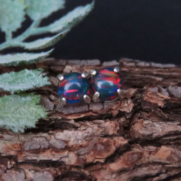 Black Opal Stud Earrings JSL Earrings