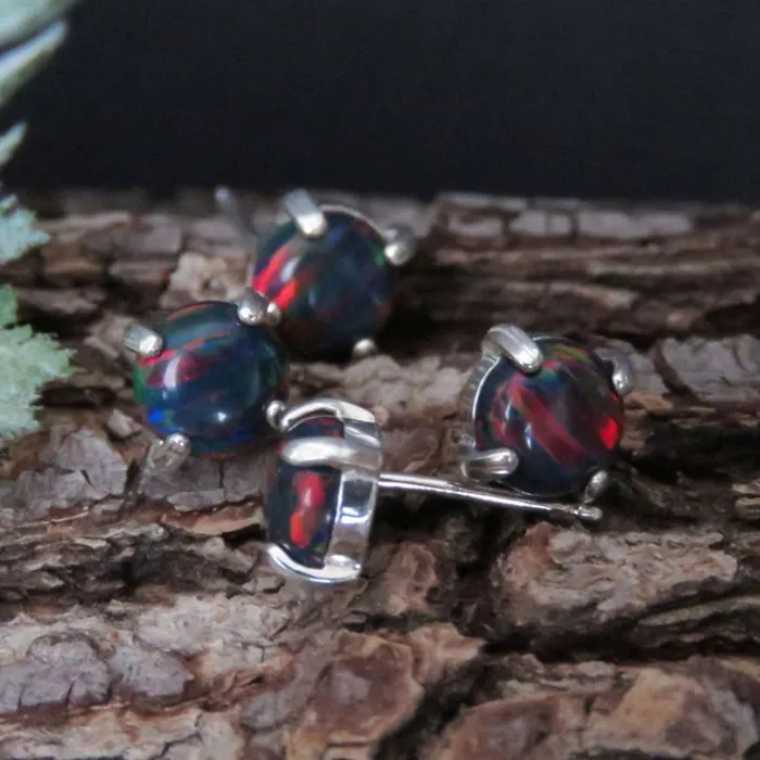 Black Opal Stud Earrings JSL Earrings
