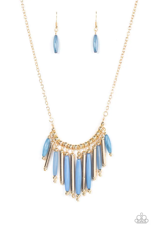 Bohemian Breeze Blue Long Bead Gold Necklace Paparazzi Paparazzi Accessories Necklaces Bohemian Breeze Blue Long Bead Gold Necklace Paparazzi Paparazzi Accessories Necklaces