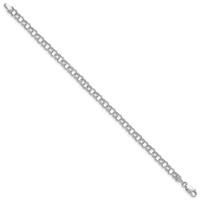 Bracelets 14k White Gold 5 mm Hollow Double Link Charm Bracelet 171 grams Qgold Bracelets 14k White Gold 5 mm Hollow Double Link Charm Bracelet 171 grams Qgold