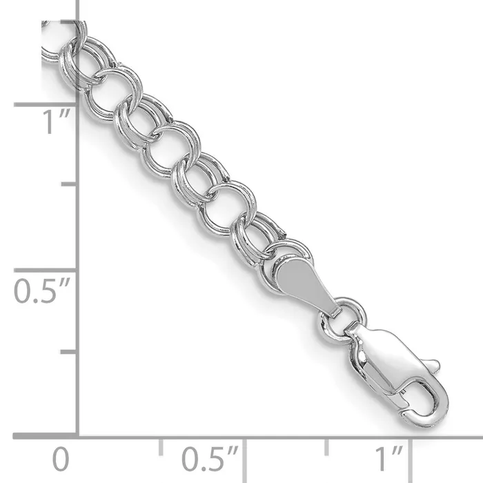 Bracelets 14k White Gold 5 mm Hollow Double Link Charm Bracelet 171 grams Qgold Bracelets 14k White Gold 5 mm Hollow Double Link Charm Bracelet 171 grams Qgold