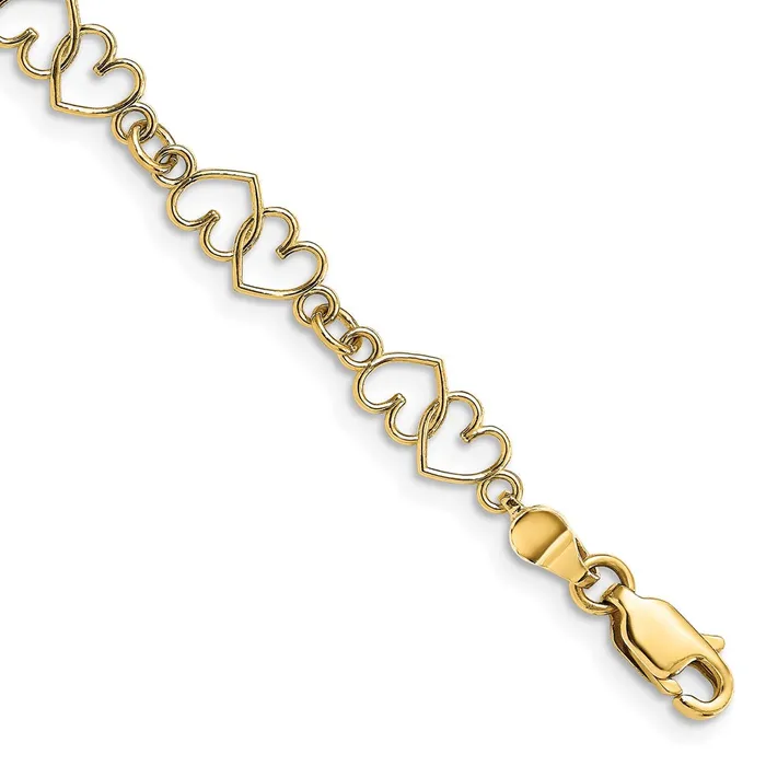 Bracelets 14k Yellow Gold 151 mm CutOut and Polished Double Heart Link Bracelet 407 grams Qgold Bracelets 14k Yellow Gold 151 mm CutOut and Polished Double Heart Link Bracelet 407 grams Qgold