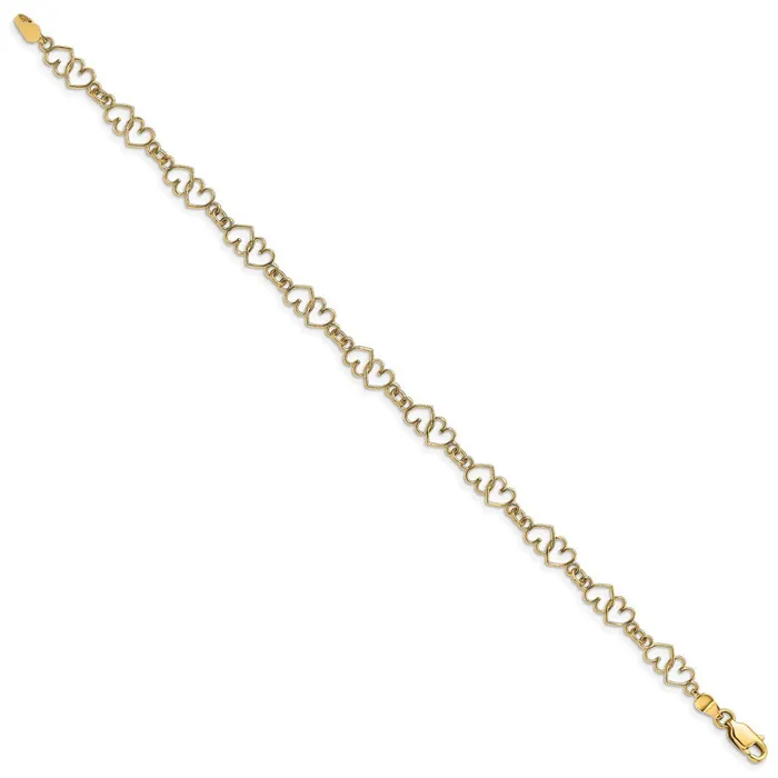 Bracelets 14k Yellow Gold 151 mm CutOut and Polished Double Heart Link Bracelet 407 grams Qgold Bracelets 14k Yellow Gold 151 mm CutOut and Polished Double Heart Link Bracelet 407 grams Qgold