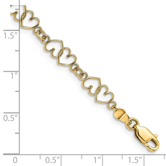 Bracelets 14k Yellow Gold 151 mm CutOut and Polished Double Heart Link Bracelet 407 grams Qgold Bracelets 14k Yellow Gold 151 mm CutOut and Polished Double Heart Link Bracelet 407 grams Qgold