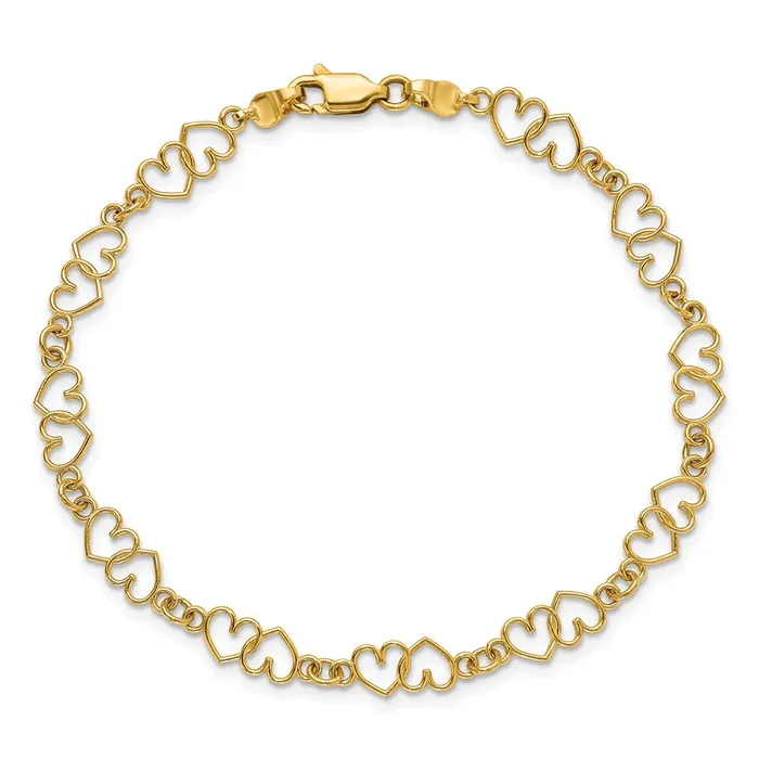 Bracelets 14k Yellow Gold 151 mm CutOut and Polished Double Heart Link Bracelet 407 grams Qgold Bracelets 14k Yellow Gold 151 mm CutOut and Polished Double Heart Link Bracelet 407 grams Qgold