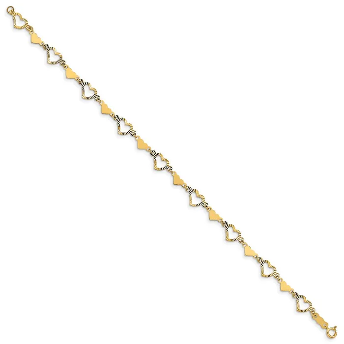 Bracelets 14k Yellow Gold 6 mm Polished Diamondcut Open Stamp Heart Bracelet 158 grams Qgold Bracelets 14k Yellow Gold 6 mm Polished Diamondcut Open Stamp Heart Bracelet 158 grams Qgold