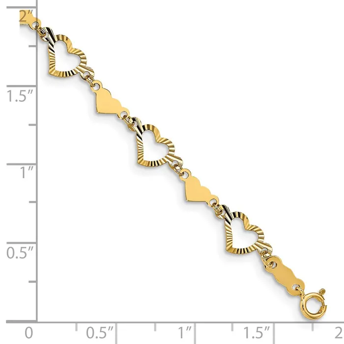 Bracelets 14k Yellow Gold 6 mm Polished Diamondcut Open Stamp Heart Bracelet 158 grams Qgold Bracelets 14k Yellow Gold 6 mm Polished Diamondcut Open Stamp Heart Bracelet 158 grams Qgold