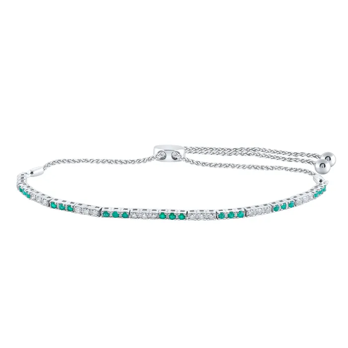 Bracelets 14Kt White Gold 12CtwDia Nk 12CtEme Bolo Bracelet9 Inch 343 grams GND Bracelets 14Kt White Gold 12CtwDia Nk 12CtEme Bolo Bracelet9 Inch 343 grams GND