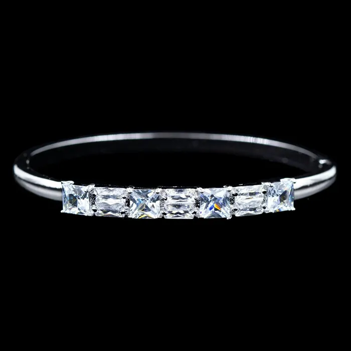 Bracelets 4028 17188 Alternating Baguette and Square Cut CZ Cuff Bracelet