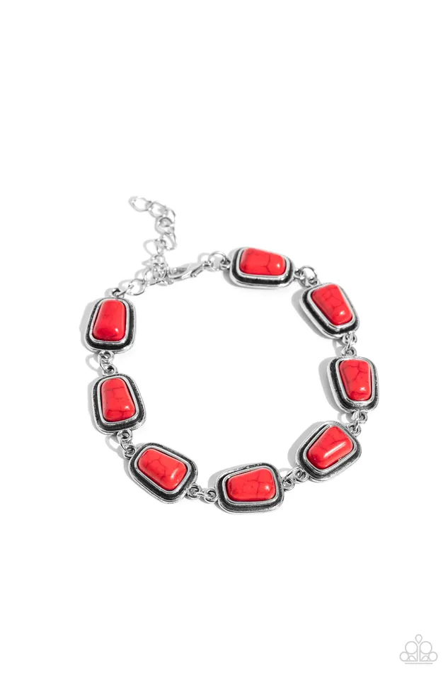 Bracelets Chasing Canyons Red Stone Silver Bracelet Paparazzi Paparazzi Accessories Bracelets Chasing Canyons Red Stone Silver Bracelet Paparazzi Paparazzi Accessories