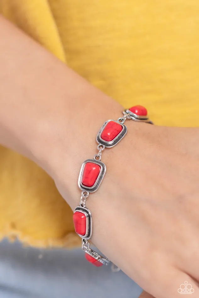 Bracelets Chasing Canyons Red Stone Silver Bracelet Paparazzi Paparazzi Accessories