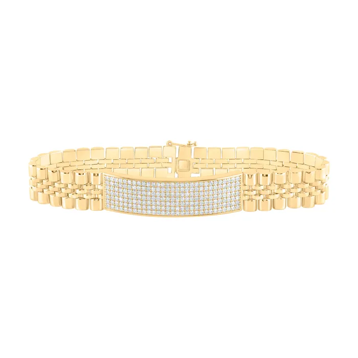 Bracelets GND 10Kt Gold 3 38CtwDia Cn Mens Bracelet 85 Inch