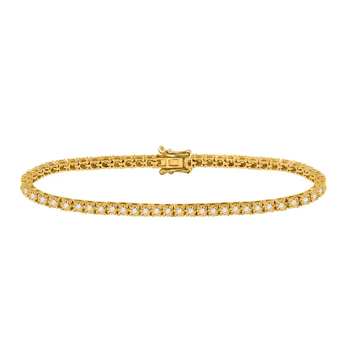 Bracelets GND Gold Classic Tennis Bracelet 1 Cttw Round Natural Diamond Womens 642 grams