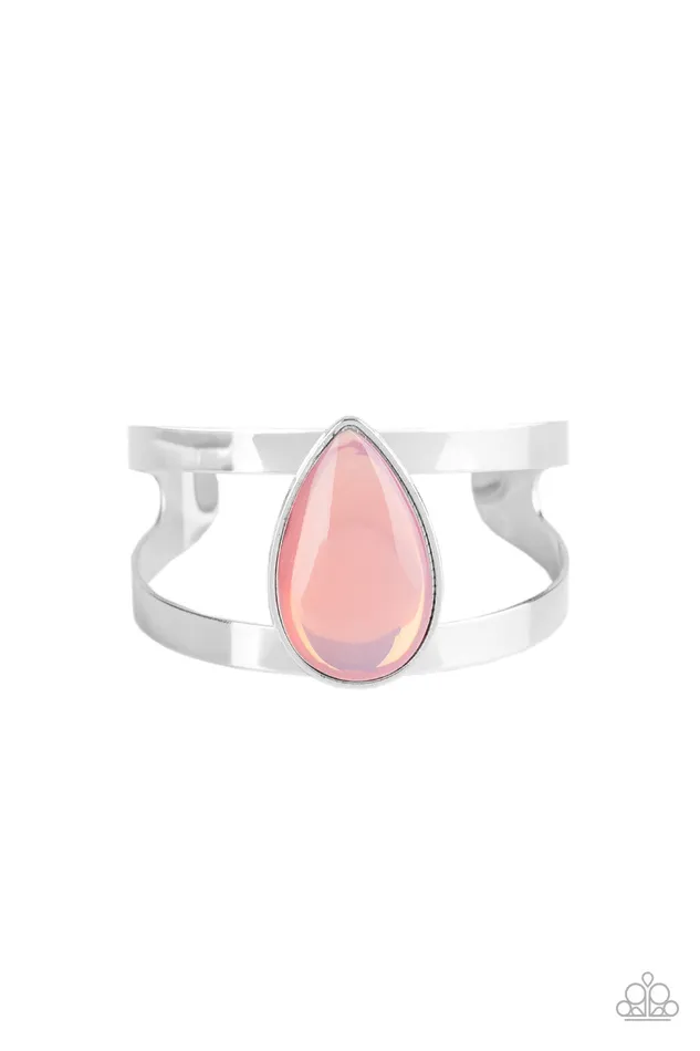 Bracelets Optimal Opalescence Paparazzi Pink Opalescent Teardrop Silver Cuff Bracelet Paparazzi Accessories Bracelets Optimal Opalescence Paparazzi Pink Opalescent Teardrop Silver Cuff Bracelet Paparazzi Accessories