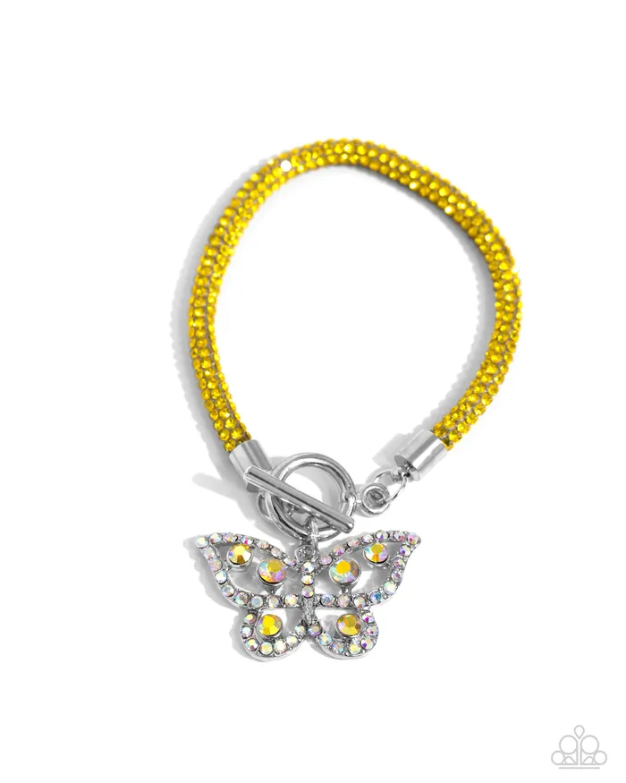 Bracelets Paparazzi Accessories Aerial Appeal Yellow Rhinestone Silver Butterfly Bracelet Paparazzi Bracelets Paparazzi Accessories Aerial Appeal Yellow Rhinestone Silver Butterfly Bracelet Paparazzi