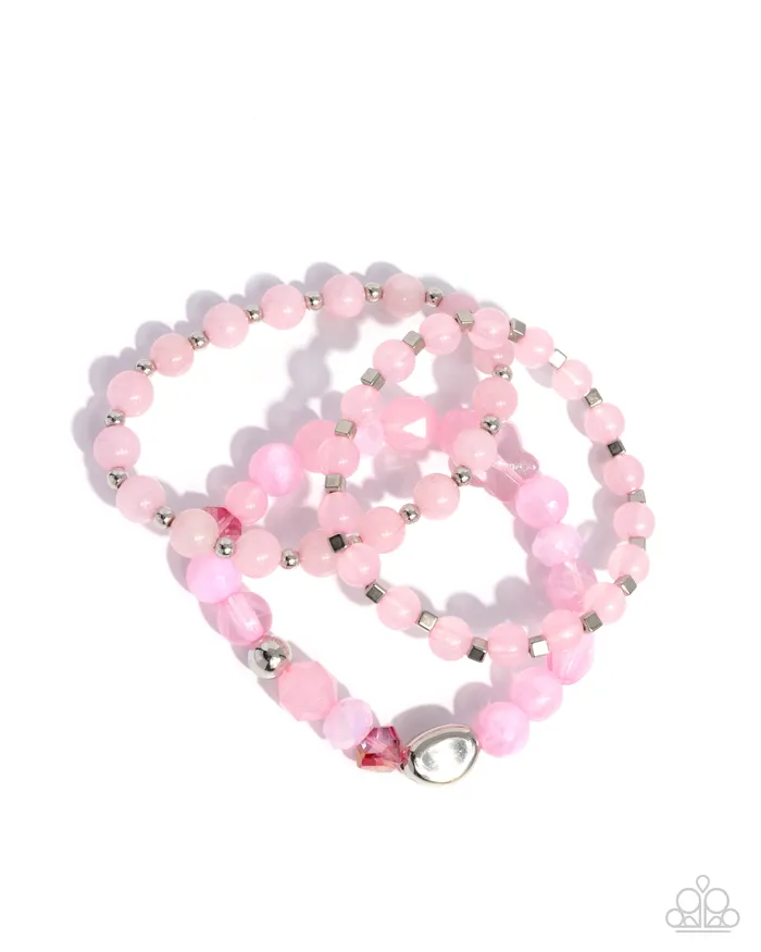Bracelets Paparazzi Accessories Breathtaking Beat Pink Heart Bead Stretchy Bracelet Paparazzi