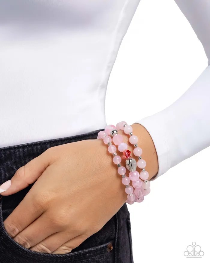 Bracelets Paparazzi Accessories Breathtaking Beat Pink Heart Bead Stretchy Bracelet Paparazzi
