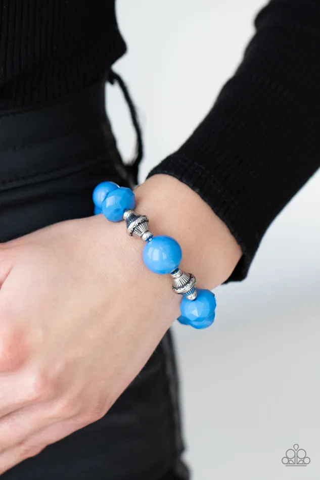 Bracelets Paparazzi Accessories Day Trip Discovery Blue and Silver Stretchy Bracelet Paparazzi