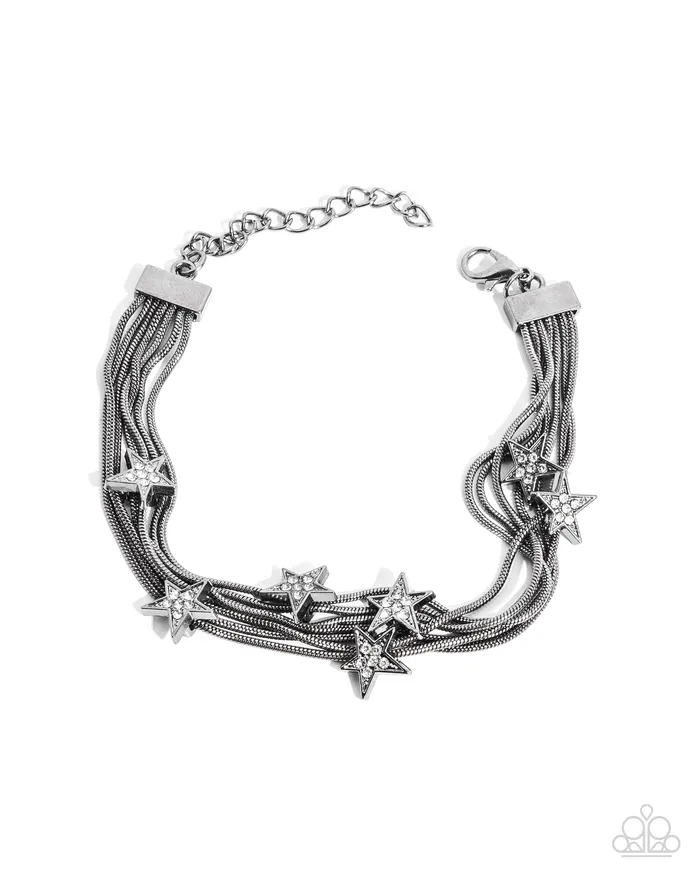 Bracelets Paparazzi Accessories Guest Star Black Gunmetal White Rhinestone Star Bracelet Paparazzi