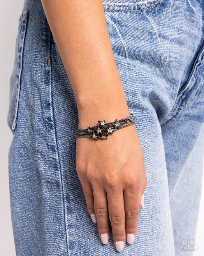 Bracelets Paparazzi Accessories Guest Star Black Gunmetal White Rhinestone Star Bracelet Paparazzi