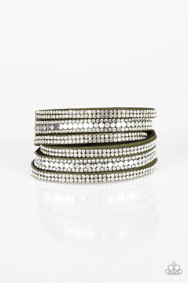 Bracelets Paparazzi Accessories Paparazzi Rock Star Attitude Green Suede White Rhinestone Double Wrap Bracelet Bracelets Paparazzi Accessories Paparazzi Rock Star Attitude Green Suede White Rhinestone Double Wrap Bracelet