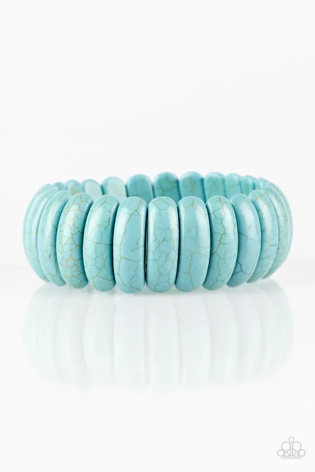 Bracelets Paparazzi Accessories Peacefully Primal Blue Turquoise Stretchy Bracelet Paparazzi