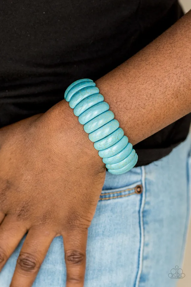 Bracelets Paparazzi Accessories Peacefully Primal Blue Turquoise Stretchy Bracelet Paparazzi
