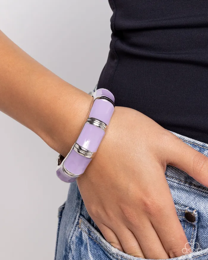 Bracelets Paparazzi Accessories Pearlized Promise Purple and Silver Stretchy Bracelet Paparazzi