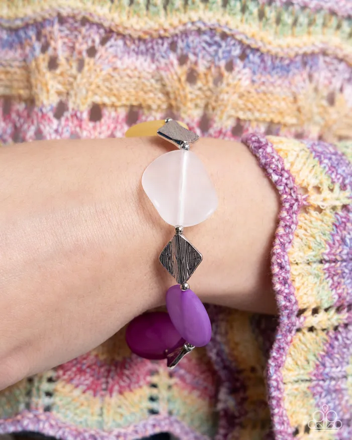 Bracelets Paparazzi Accessories Reflective Ratio Purple Yellow White Silver Bead Stretchy Bracelet Paparazzi
