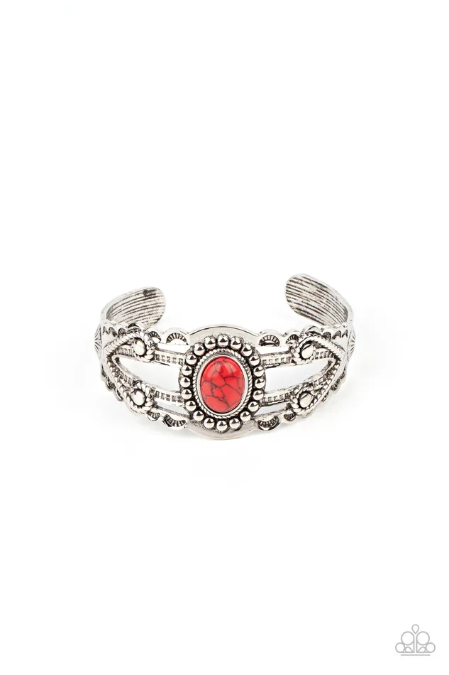 Bracelets Paparazzi Accessories Sonoran Soul Searcher Red Stone Silver Cuff Bracelet Paparazzi Bracelets Paparazzi Accessories Sonoran Soul Searcher Red Stone Silver Cuff Bracelet Paparazzi