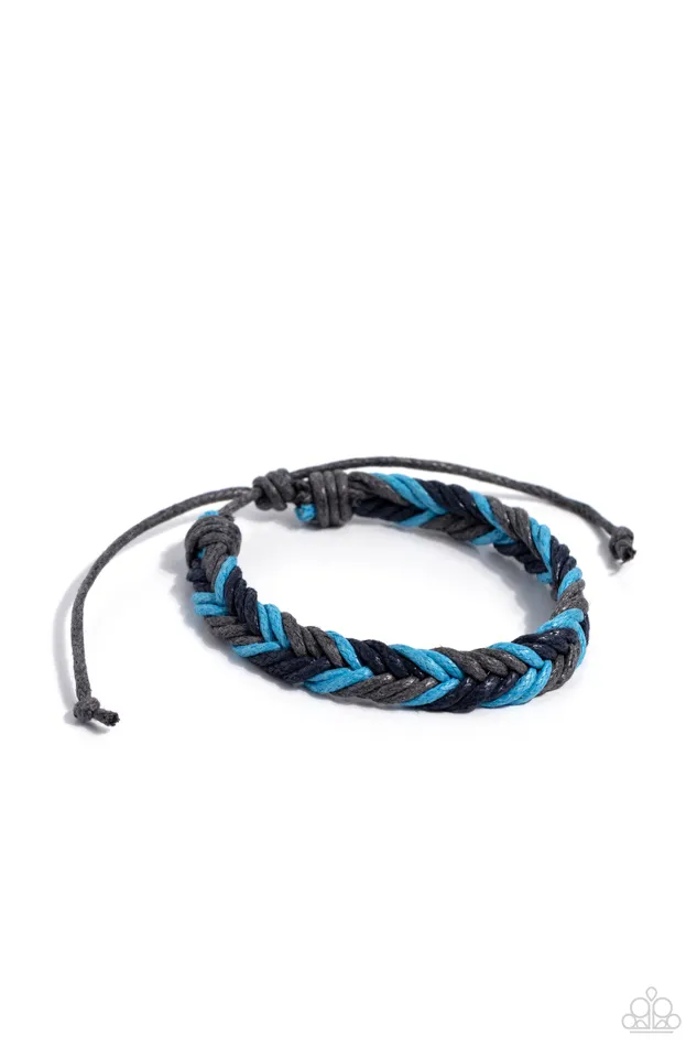 Bracelets Paparazzi Accessories Travel Mode Blue and Black Cord Urban Slide Bracelet Paparazzi Bracelets Paparazzi Accessories Travel Mode Blue and Black Cord Urban Slide Bracelet Paparazzi