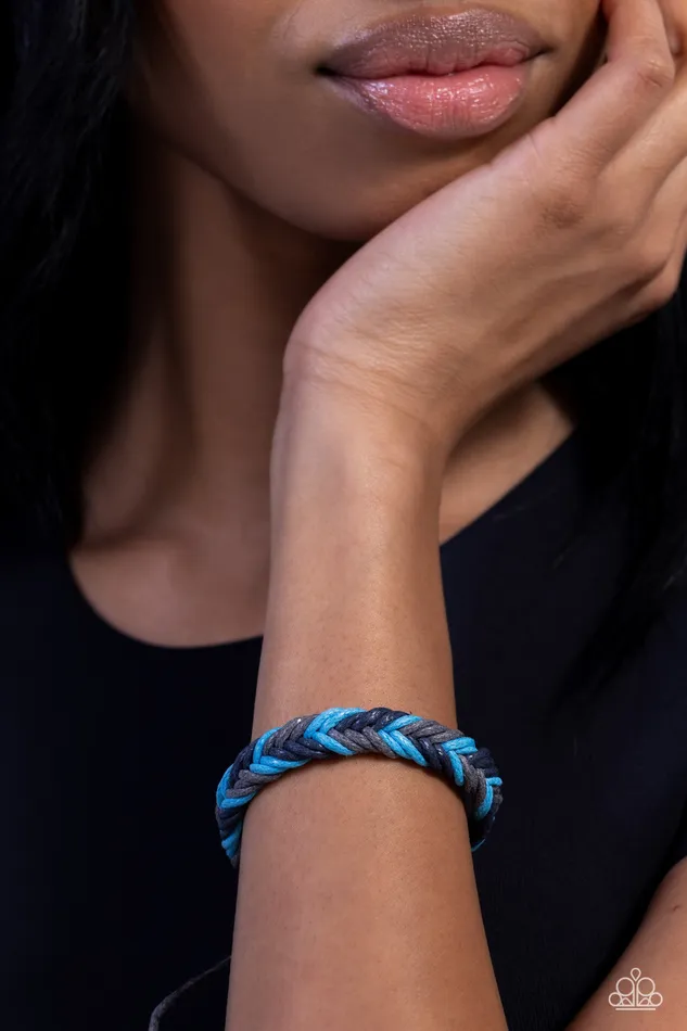 Bracelets Paparazzi Accessories Travel Mode Blue and Black Cord Urban Slide Bracelet Paparazzi