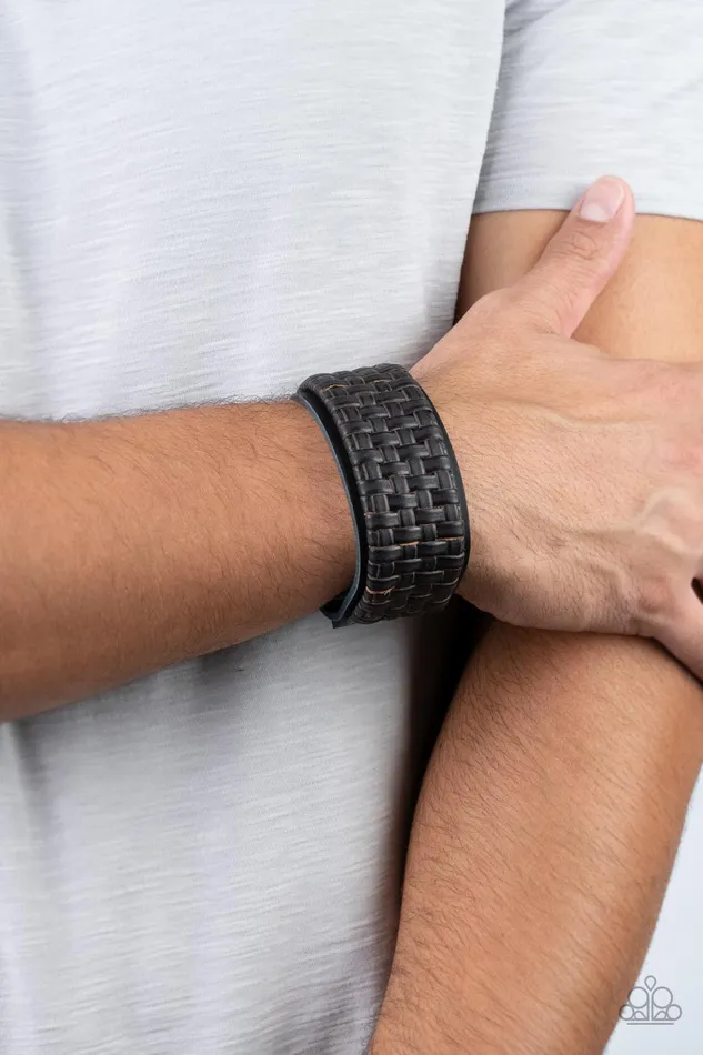 Bracelets Paparazzi Accessories Urban Expansion Black Leather Urban Wrap Bracelet Paparazzi
